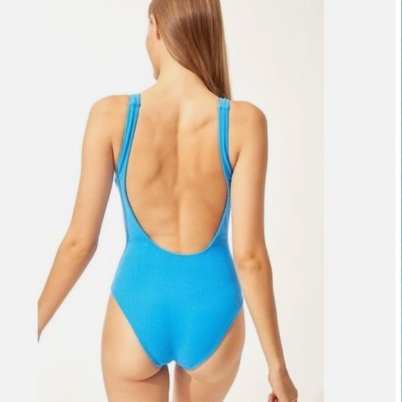 Solid & Striped ANNE-MARIE BUTTON AZURE Swimsuit size L - Picture 2 of 7